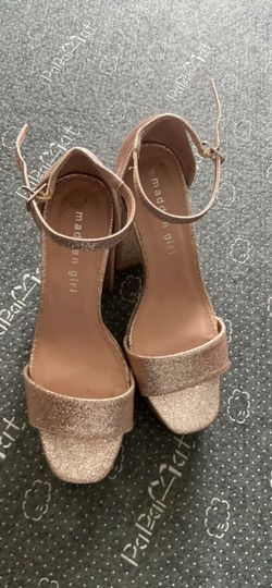 Madden Girl Rose Gold Glitter Block Heel Sandals/FREE
