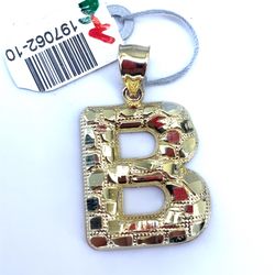 10Kt Yellow Gold Puff Nugget Letter B Pendant 3.40g 197062/10
