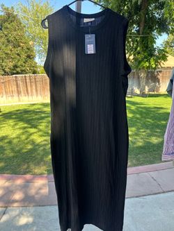 Universal Thread Rib-Knit Midi Dress in black