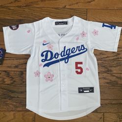 Youth White Los Angeles Dodgers Kike Hernandez Dodgers X Murakami. Tokyo series Jersey Sakura for youth