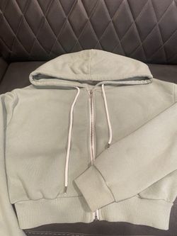 sage green cropped hoodie size small