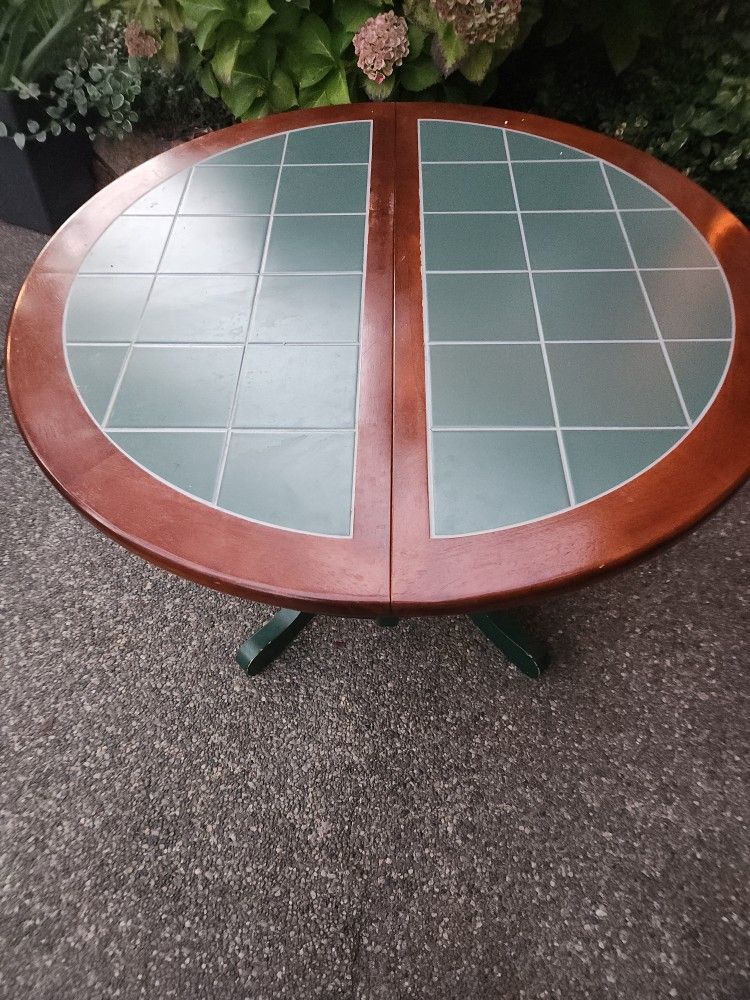 Vintage Mahogany & Tile Draw Leaf Table