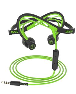 Foldable Wired Running Sports Headphones, Night Neckband in-Ear Stereo Workout Earphones Designed for Jogging Gym Headsets,Green