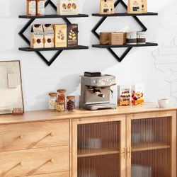 Floating Shelves, Set of 2 Wall Shelves, 2-Tier Hanging Shelves, Wall Shelf Set of 2, Wall Mounted