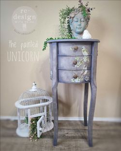 Hand-Painted Accent Table with Drawers