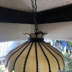 Glass Hanging Lamp Vintage In Excellent Condition 