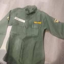 Vintage 1950s Korean War Green Army Shirt 