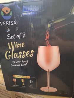 Set 2 Metal Eine Glasses NEW Gold Rose #20