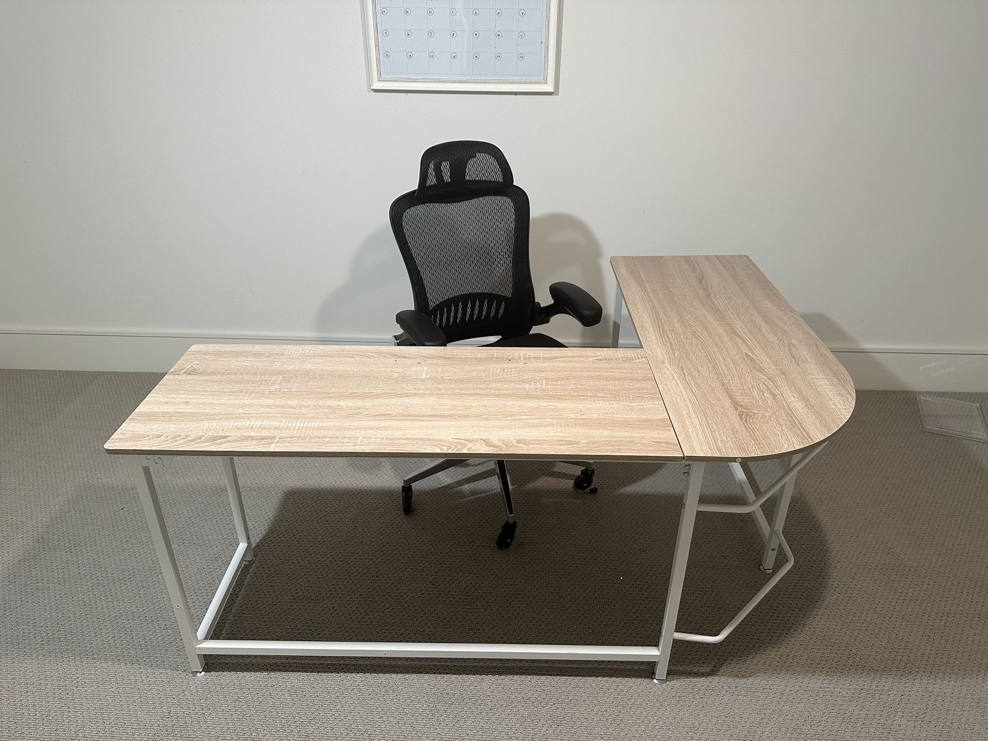 Office Desk & Ergonomic Rolling Chair Set