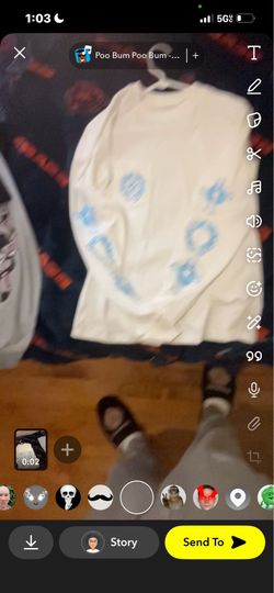 White Long Sleeve Shirt with Blue Print
