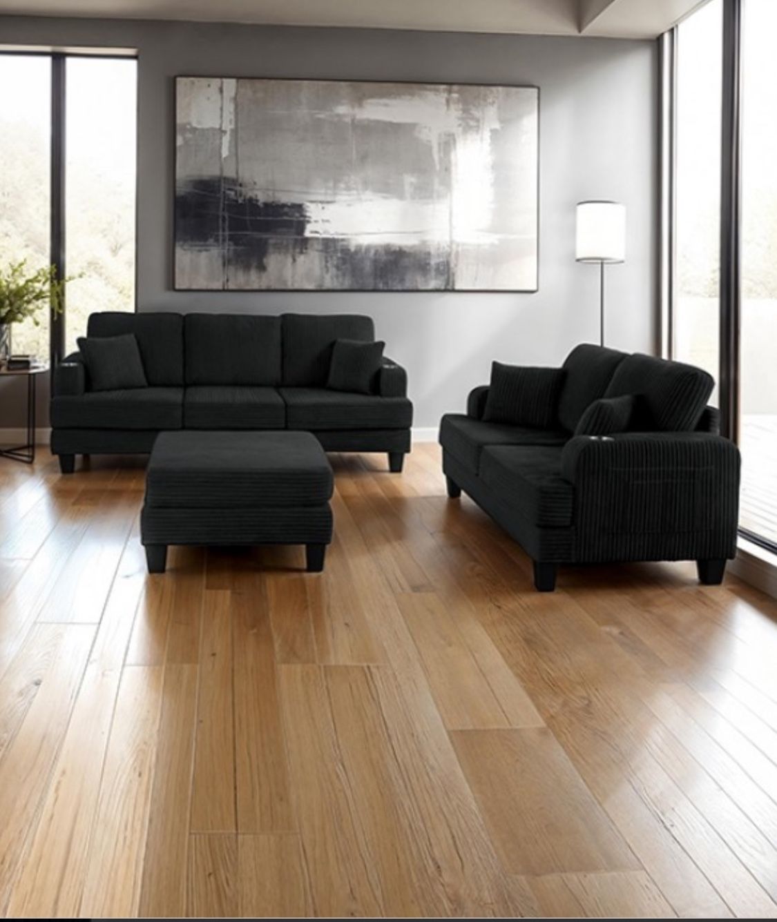New Corduroy Couch, Loveseat And Ottoman! USB A-C Port!