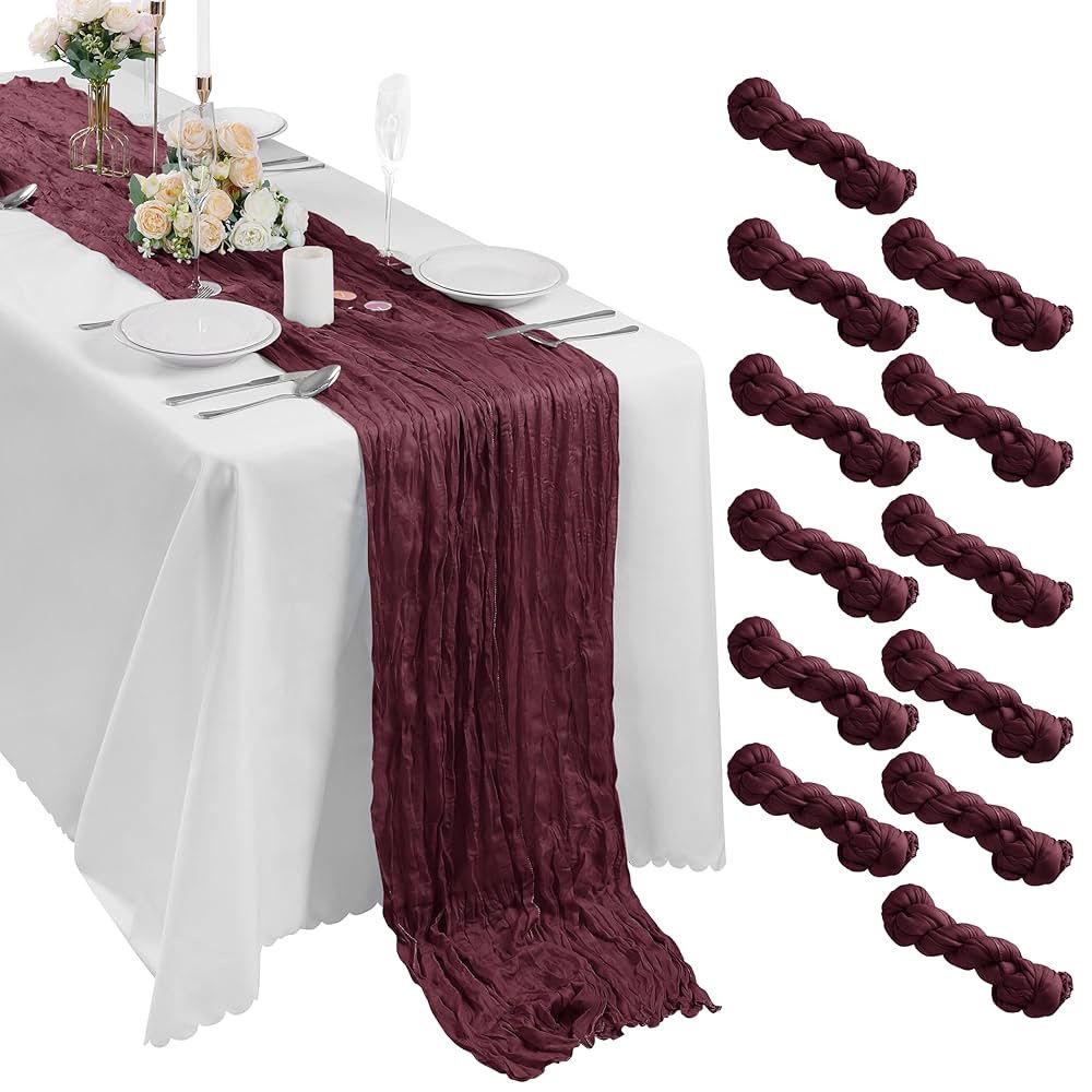 25 Pack Cheesecloth Table Runner Burgundy