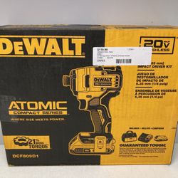DEWALT DCF809D1 ATOMIC 20V 1/4” IMPACT DRIVER KIT. Brand New