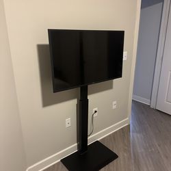 Universal Floor TV Stand w/ Swivel Mount | Fits 32"–65" TVs | Height Adjustable | Iron Base