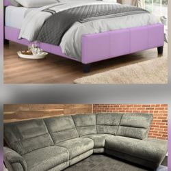 Brand new king size bedframe and power reclining sectional 