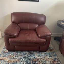 Lazy Boy  Burgundy Leather Sofa and Oversized Chair