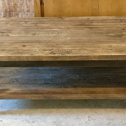 Distressed Wood And Metal Coffee Table