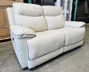 Messina leather power reclining sofa with power headrests ivory hotsell