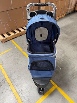 Foldable 3-Wheel Pet Stroller for Dogs Cats 10-33lbs, Navy Blue