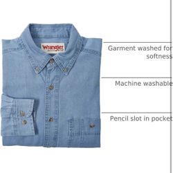 Wrangler Men’s Denim Button Down Shirt 