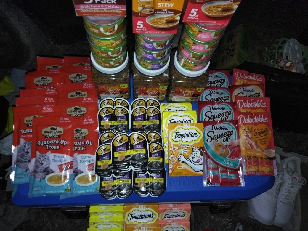 FRISKIES AND TEMPTAION CAT TREATS N FOOD ALL FLAVORS