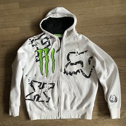 Fox Racing Monster Energy Hoodie Mens XL Ricky Carmichael 4 Full Zip White