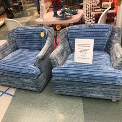 VINTAGE MID CENTURY BLUE CHAIRS