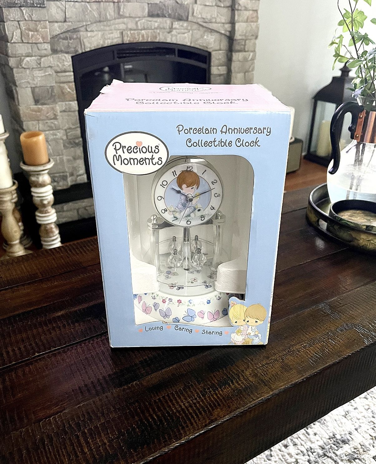 New! Vintage Precious Moments Porcelain Anniversary Collectible Clock. 