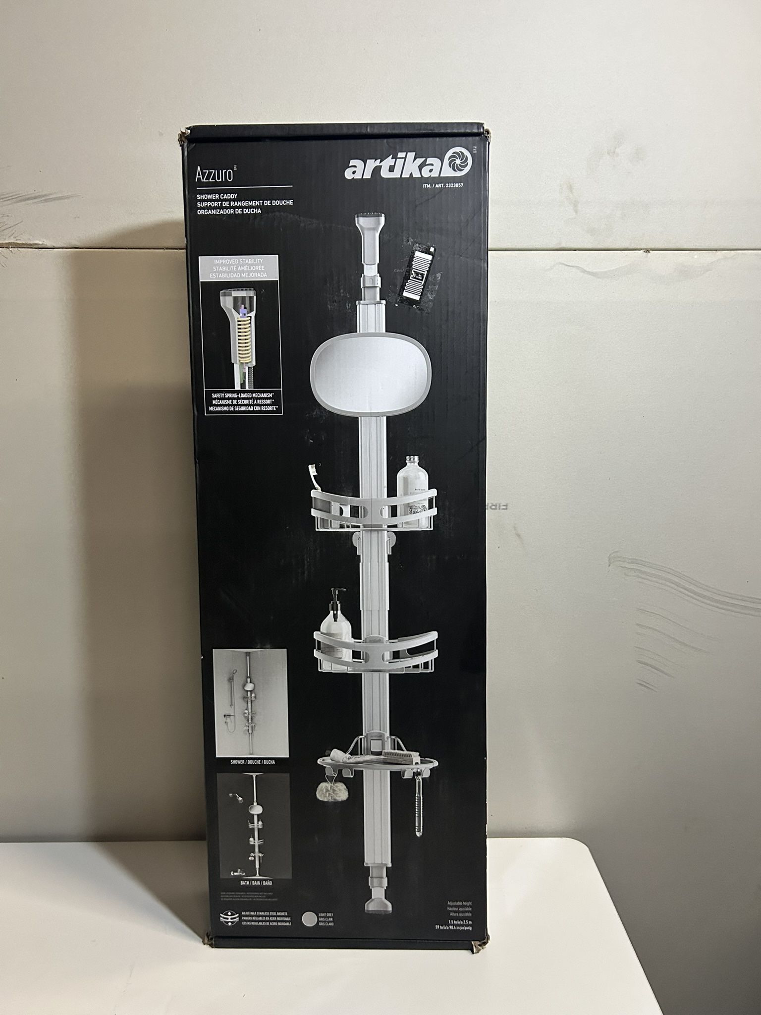 Artika Azzuro Standing Shower Caddy Light Gray