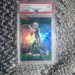 Drake Maye #22 Fireworks PSA9