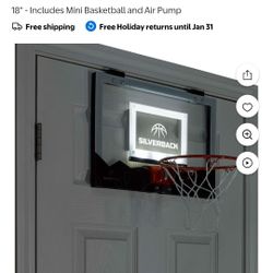 Silverback 18" Over the Door Mini Basketball Hoop Set with Shatterproof Backboard Perfect for Home or Office