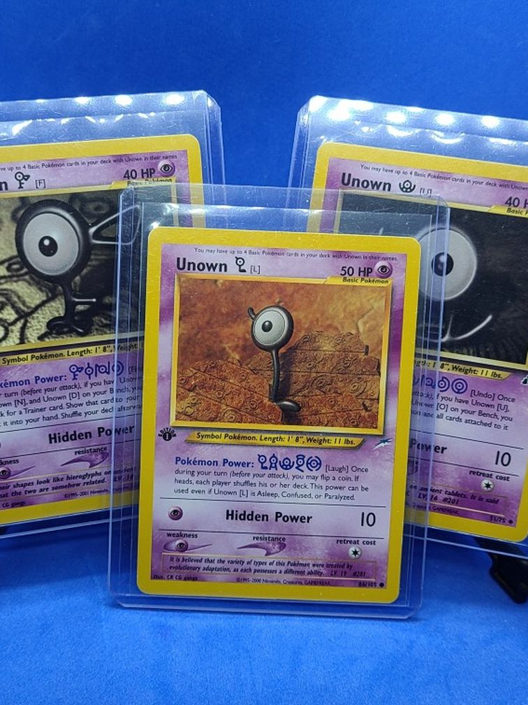 (3) 1st EDITION NEO DISCOVERY UNOWN POKEMON CARDS NM-MT