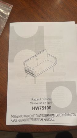 Rattan loveseat with cushions