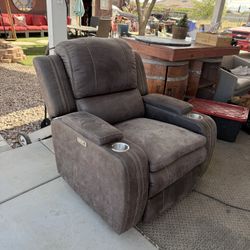 Gray Electric Recliner Chair with Charger