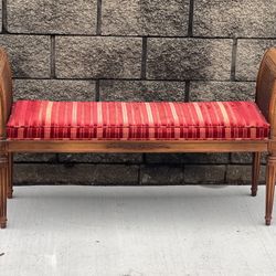 caned wood window bench/settee