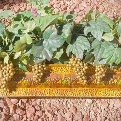 GORGEOUS ARTIFICIAL GREEN PLANT WITH GOLD 🍇 GRAPES, IN AGOLDEN POT. APPROXIMATELY SIZE: 34" X 19"X 13". EXCELLENT CONDITION!
