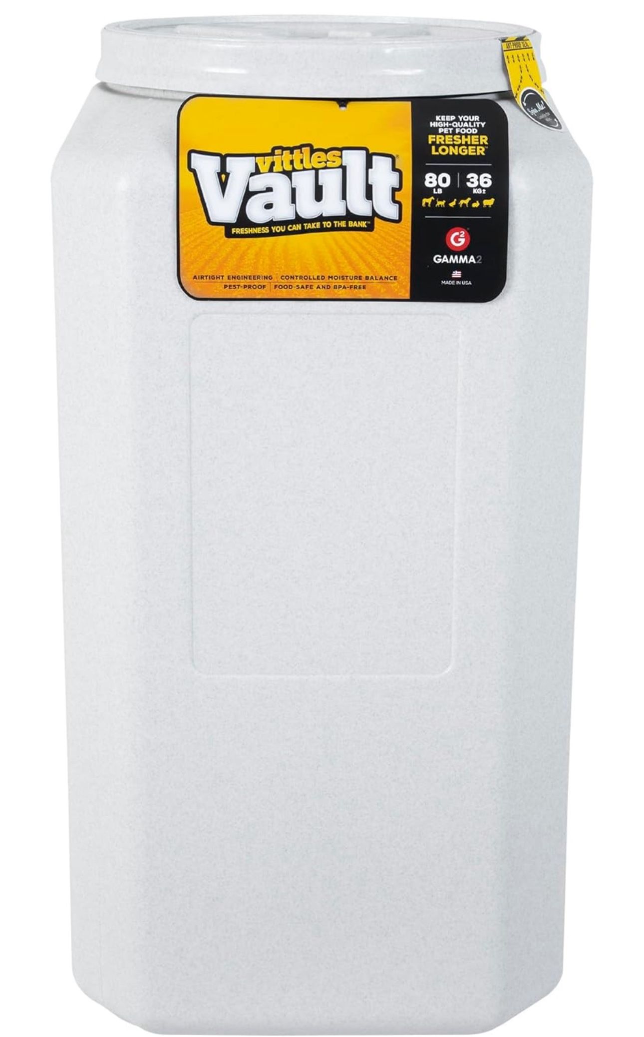 Gamma2 Vittles Vault Pet Food Storage Containers - Sealed Dog and Cat Food Storage Container, Fits up to 80lbs, Made in the USA - [14"L x 28"H]