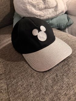 Disney Mickey Mouse Black Silver Glitter Baseball Cap