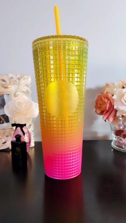 Starbucks Tumbler Ombre Grid Pink and. Yellow