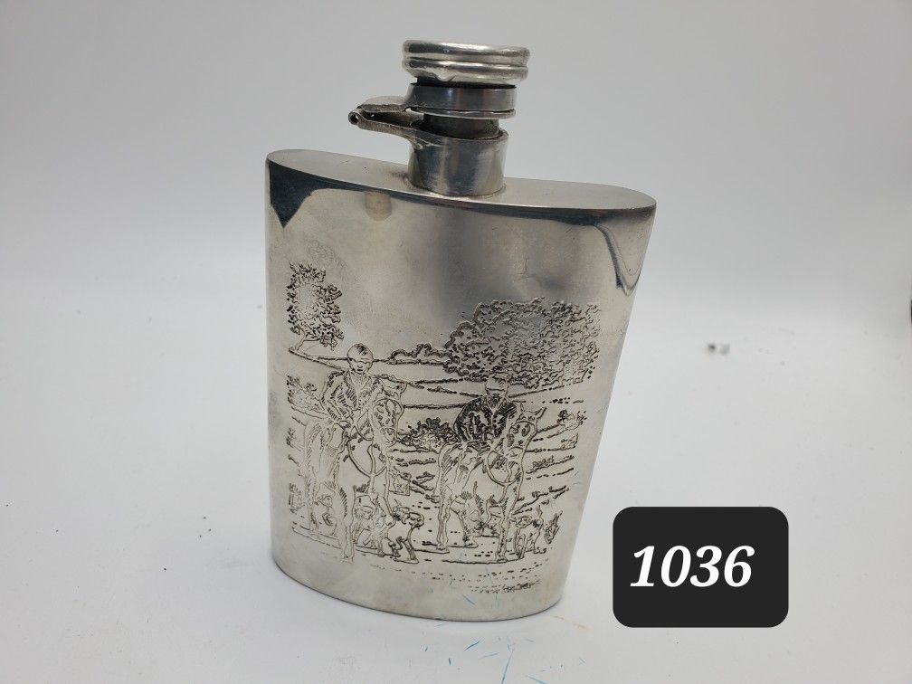 Antique Pewter Flask From England 