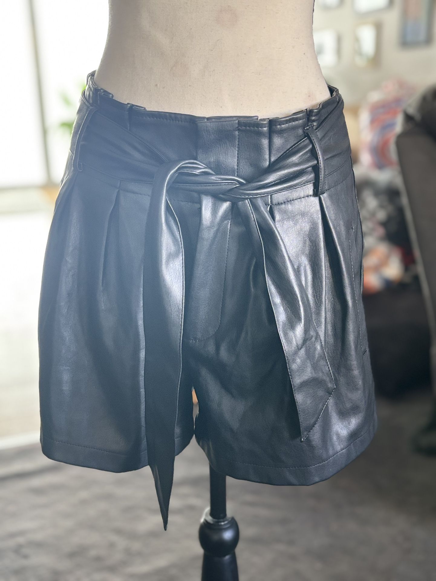 NWOT Primary High Waist Faux Leather Shorts