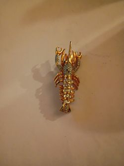 Lobster With Rhinestones Pin Brache