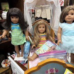 A Lot Of American Girl Dolls, Clothes, Furniture. 