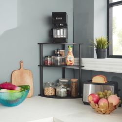 Desktop Corner Stand, 3 Level Corner Storage Organizer, for Small Spaces, Home Office, Kitchen, Bathroom, 11.8 "L x 11.8" W x 19.2 "H (Black)
