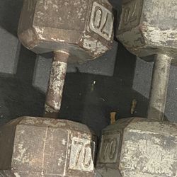 Used 70 Pound Dumbbells 