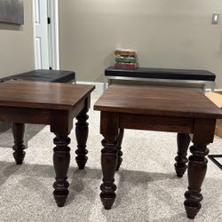 Pair Of Solid Wood End Tables 