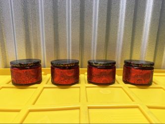 Mercury Glass Jars Lot 4 Red w/ Lids Candle Holders Storage 3in