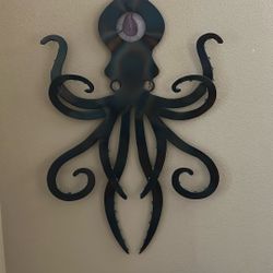 Metal Art Squid With Gemstones