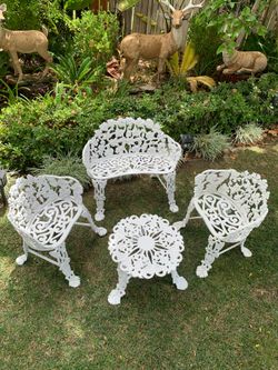 VINTAGE CAST ALUMINUM 4PC GRAPEVINE PATIO SET