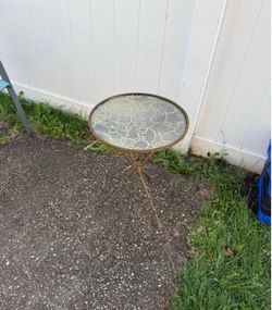 Round Gold Metal Tripod Side Table